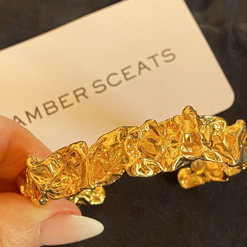 Gold Textured Cuff Bracelet